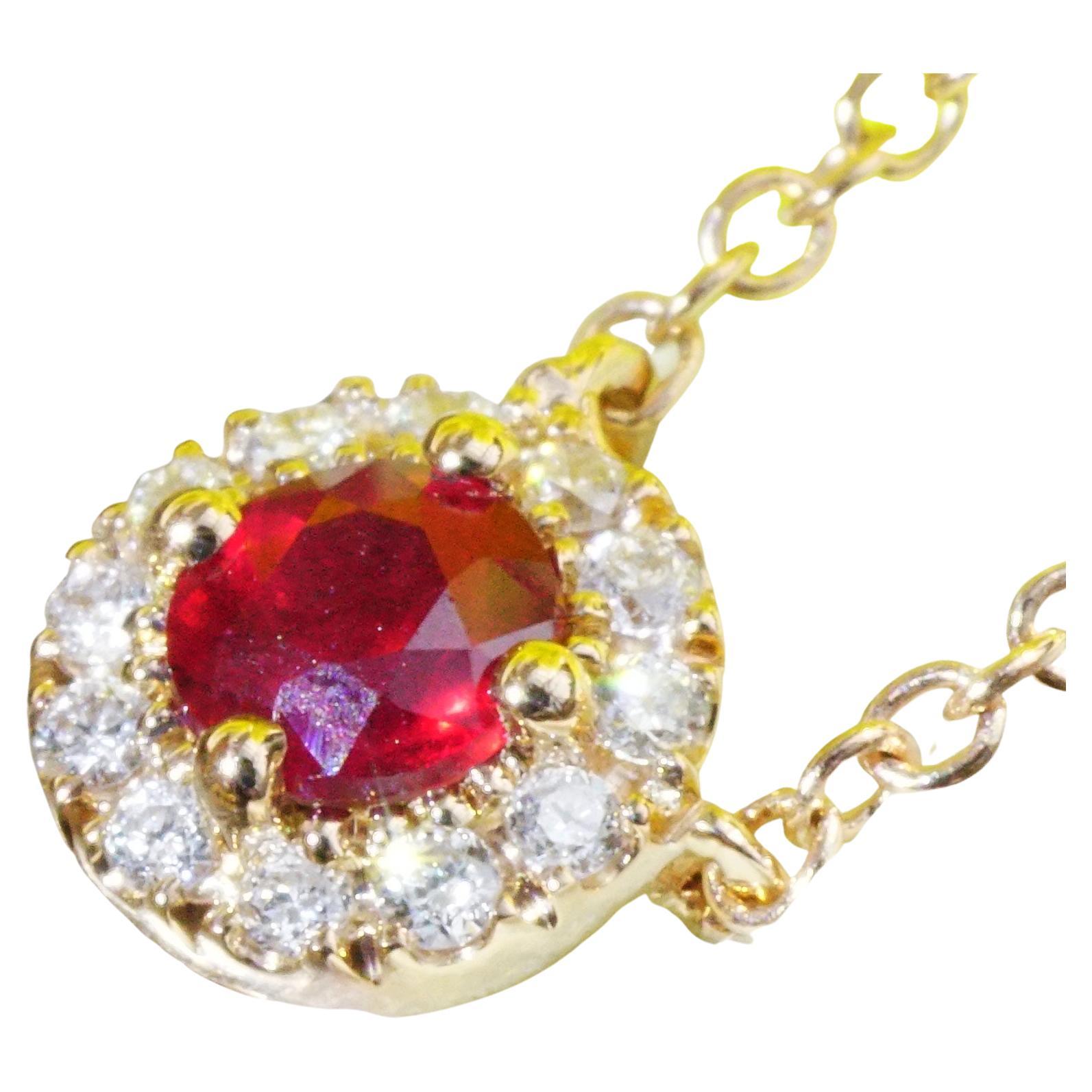 Ruby Diamond Pendant with Chain the Sweetest Forever For Sale