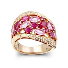 Ruby Diamond Pink Sapphire  Rose Gold Exclusive Ring for Her