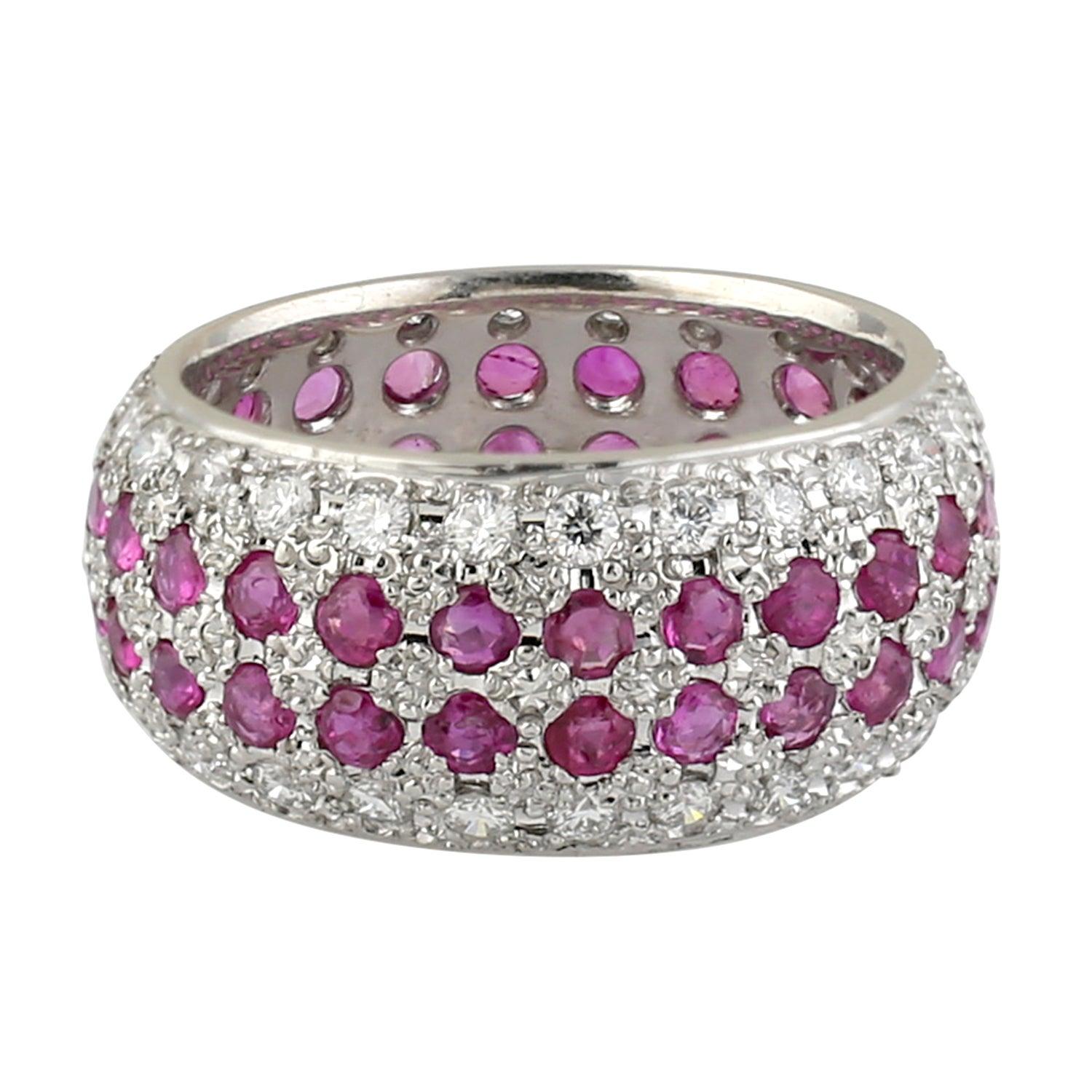 For Sale:  Ruby Diamond Platinum Band Ring 2
