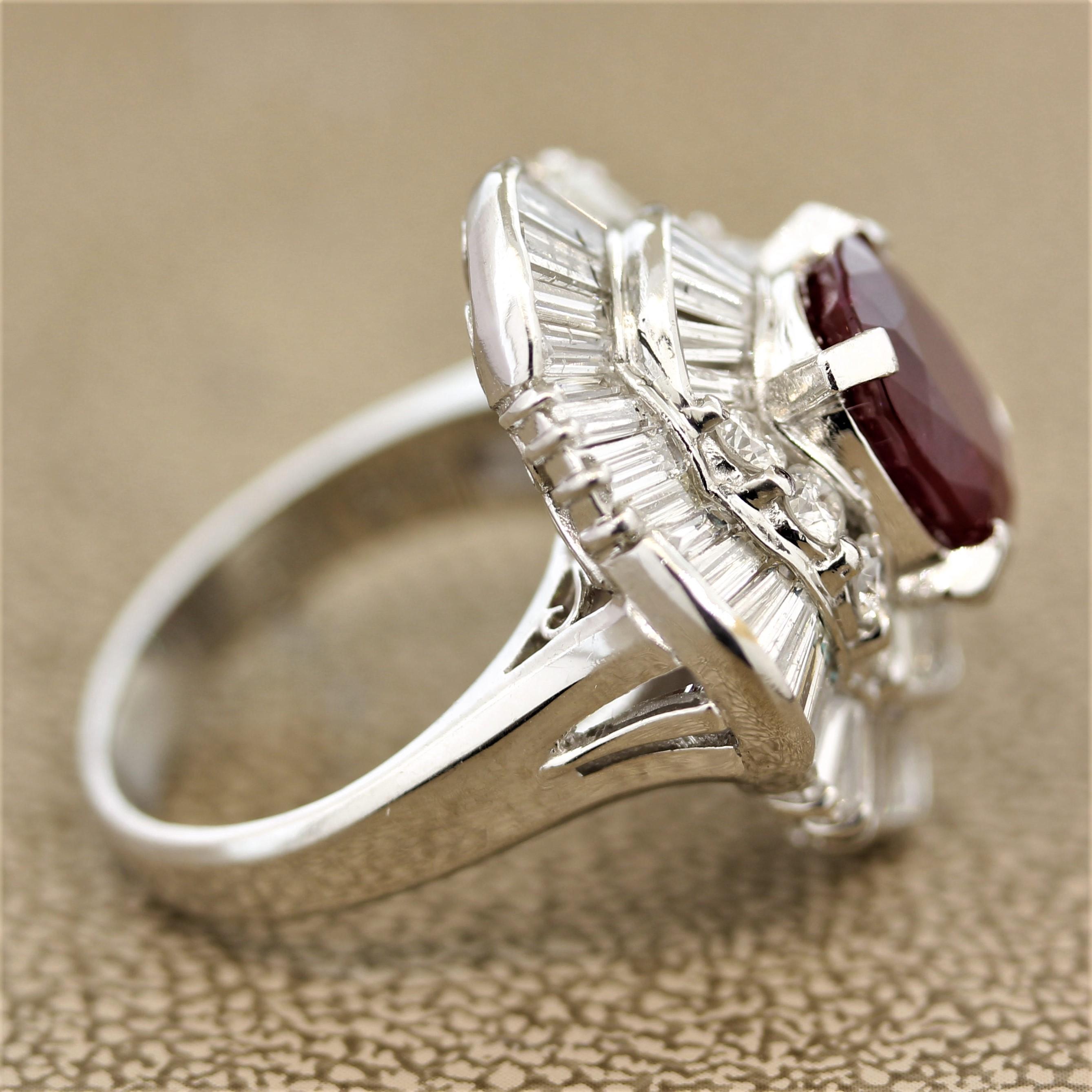 Women's Ruby Diamond Platinum Cocktail Ring