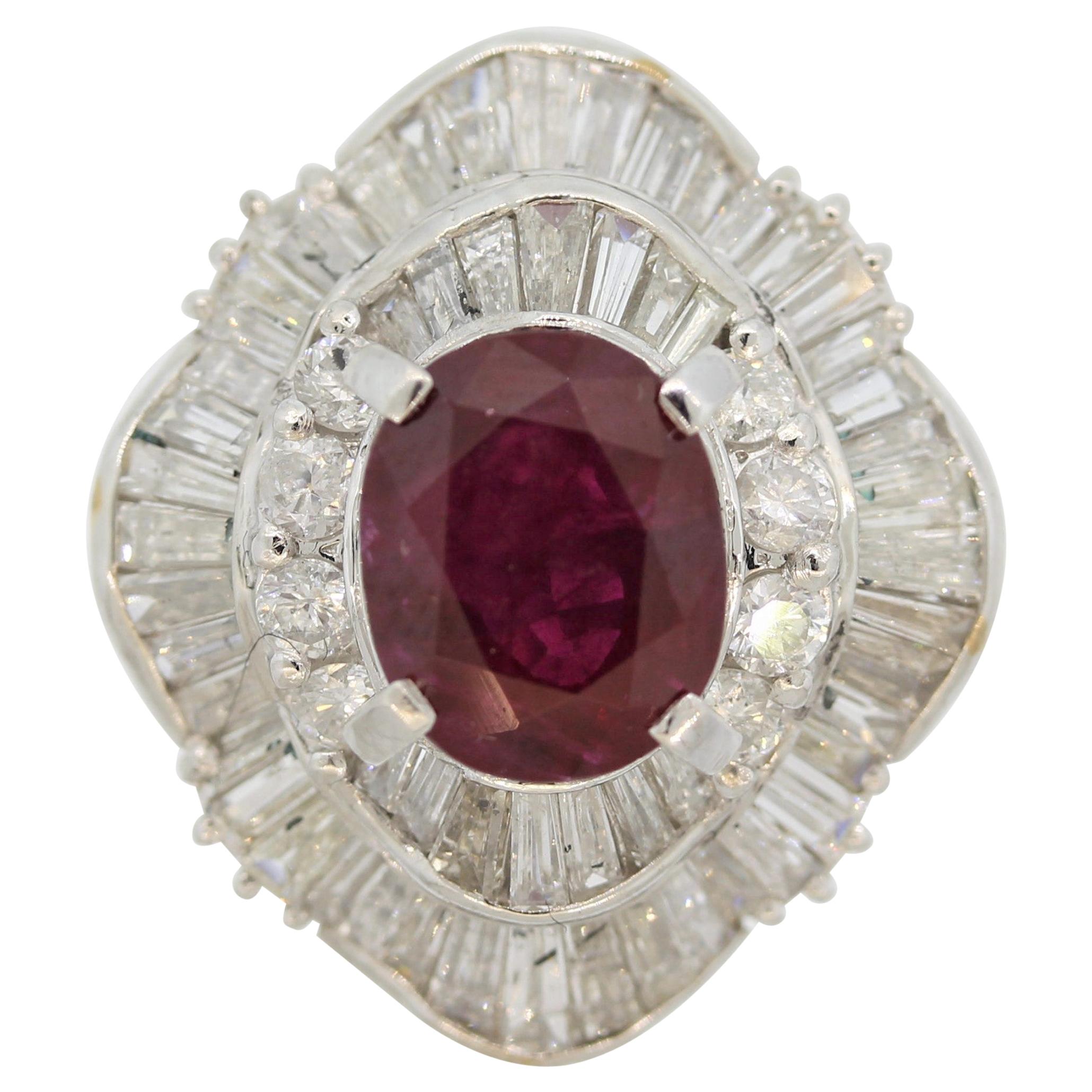 Ruby Diamond Platinum Cocktail Ring