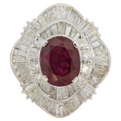 Ruby Diamond Platinum Cocktail Ring