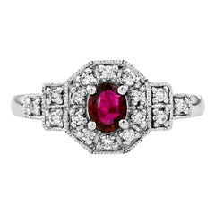 Ruby Diamond Platinum Cocktail Ring