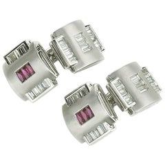 Ruby and Diamond Platinum Cufflinks