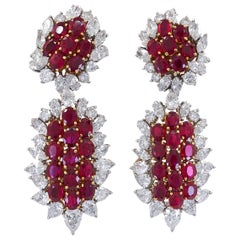 Hammerman, pendants d'oreilles convertibles en rubis et diamants