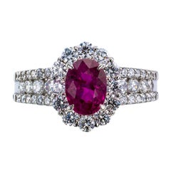 Ruby Diamond Platinum Engagement Ring