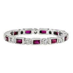 Ruby Diamond Platinum Eternity Cocktail Ring