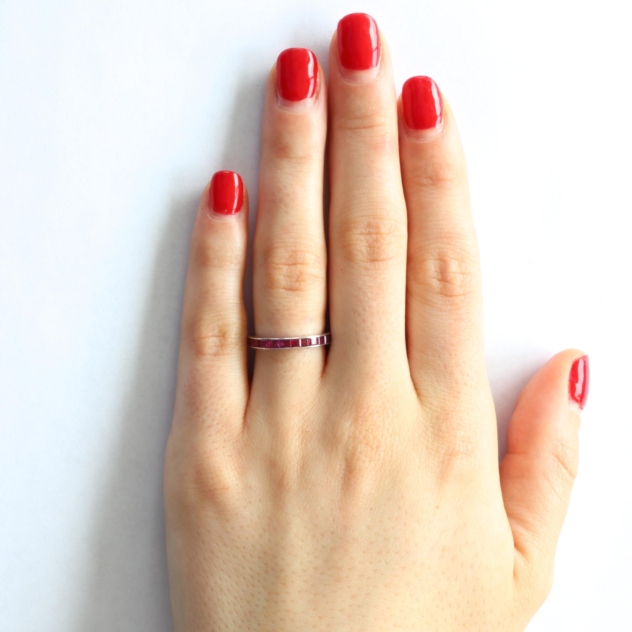 Women's Ruby Diamond Platinum Eternity Ring