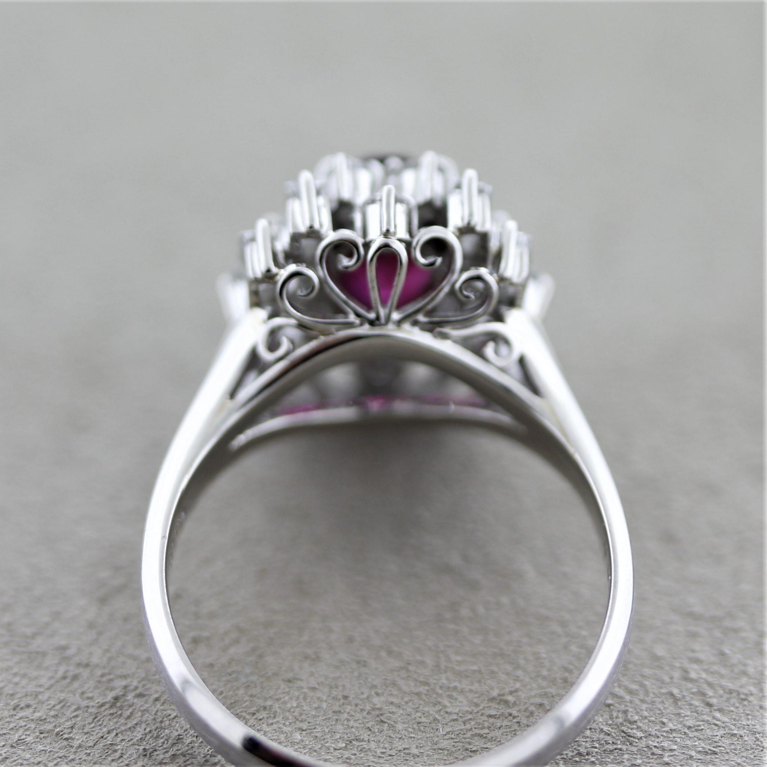 Anello in platino con diamante e rubino In condizioni Nuovo in vendita a Beverly Hills, CA