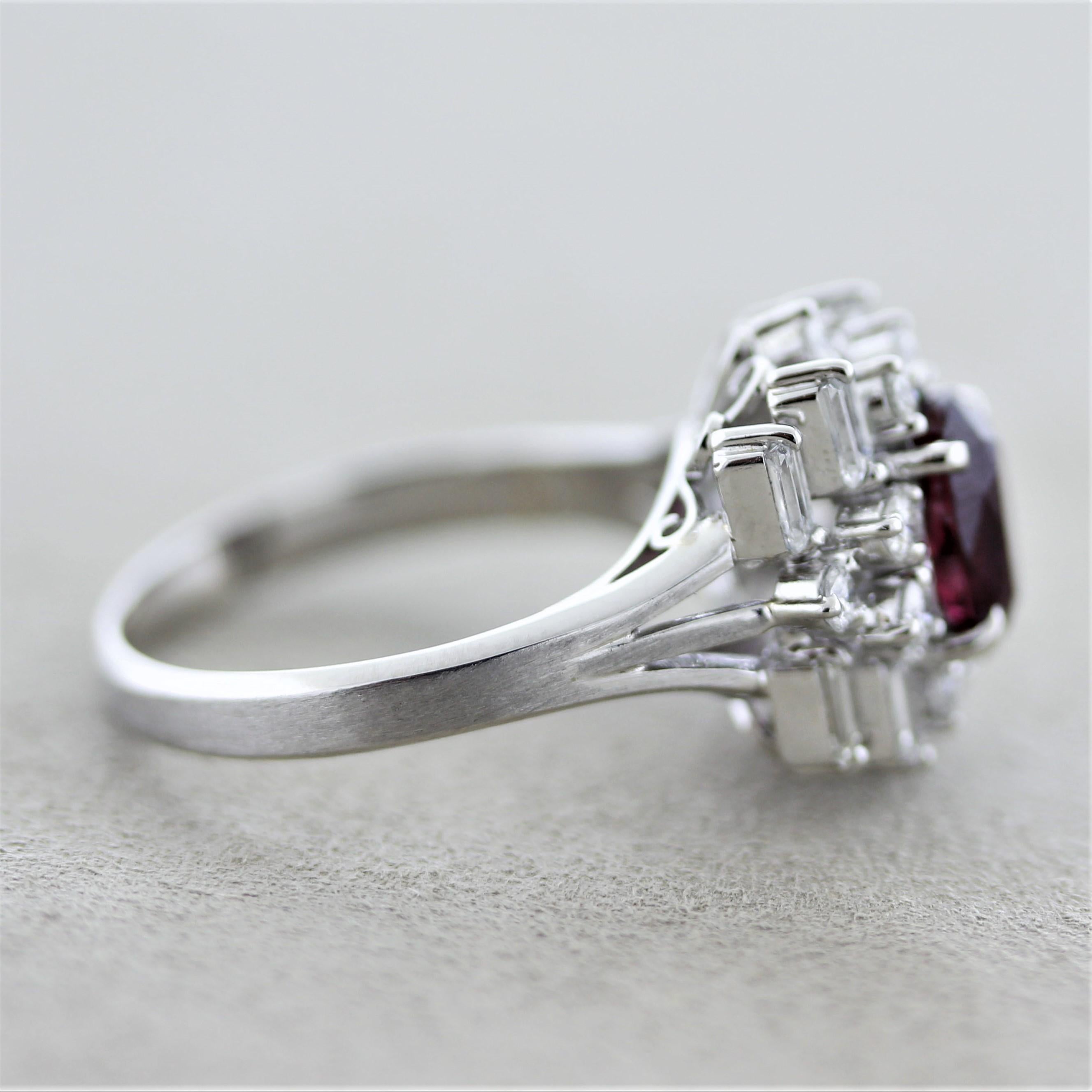 Women's Ruby Diamond Platinum Ring For Sale