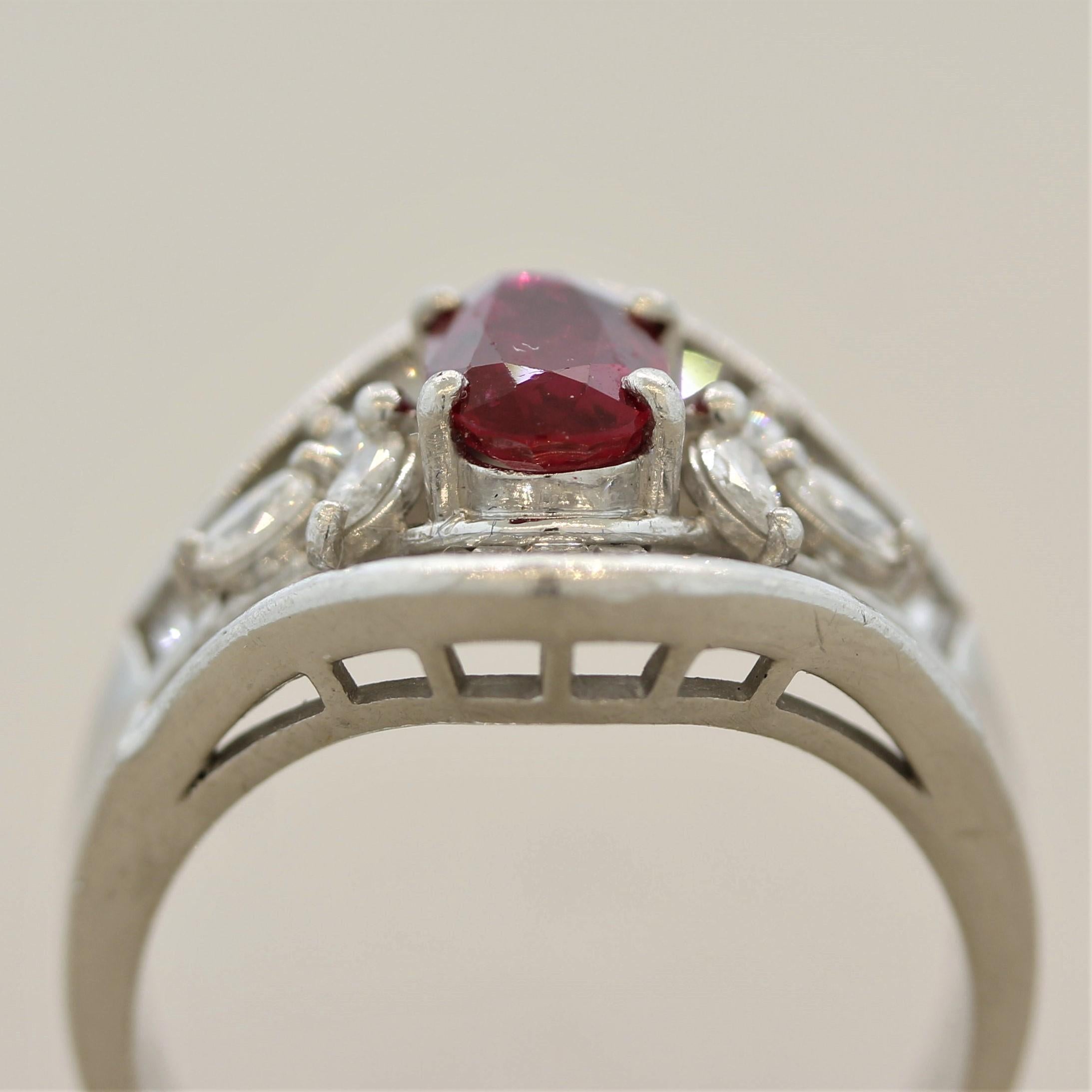 Ruby Diamond Platinum Ring For Sale 1