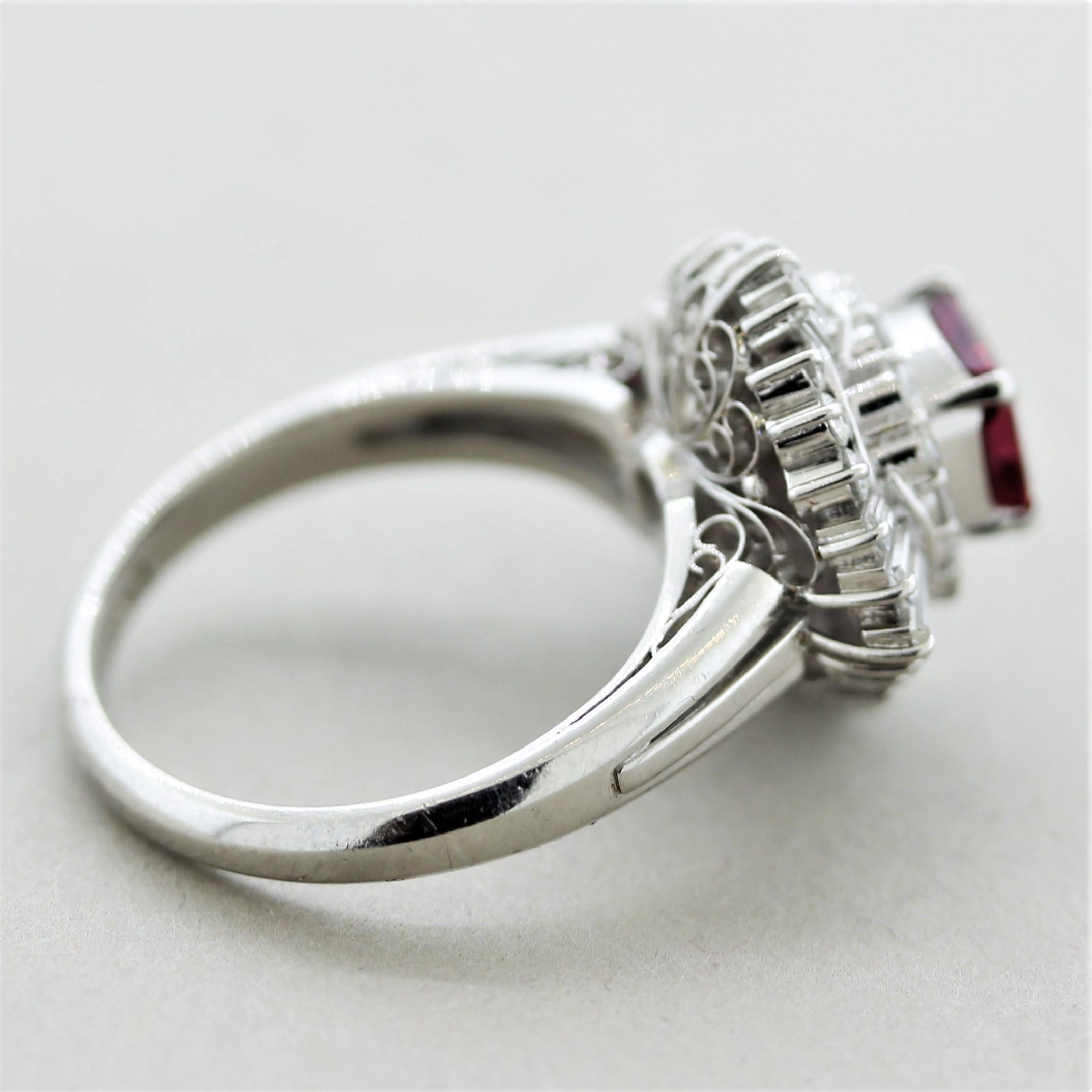 Ruby Diamond Platinum Ring For Sale 2