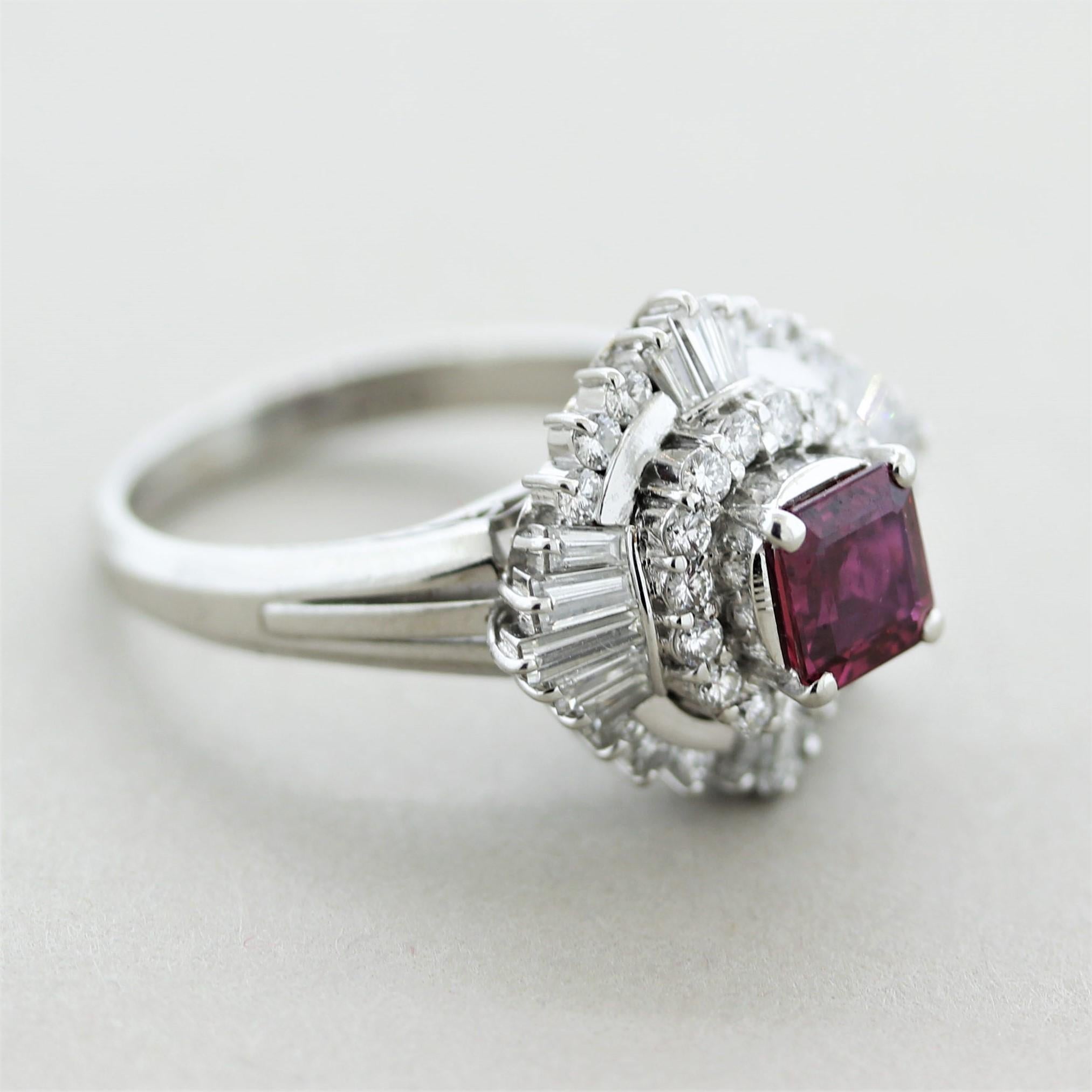 Ruby Diamond Platinum Ring For Sale 3