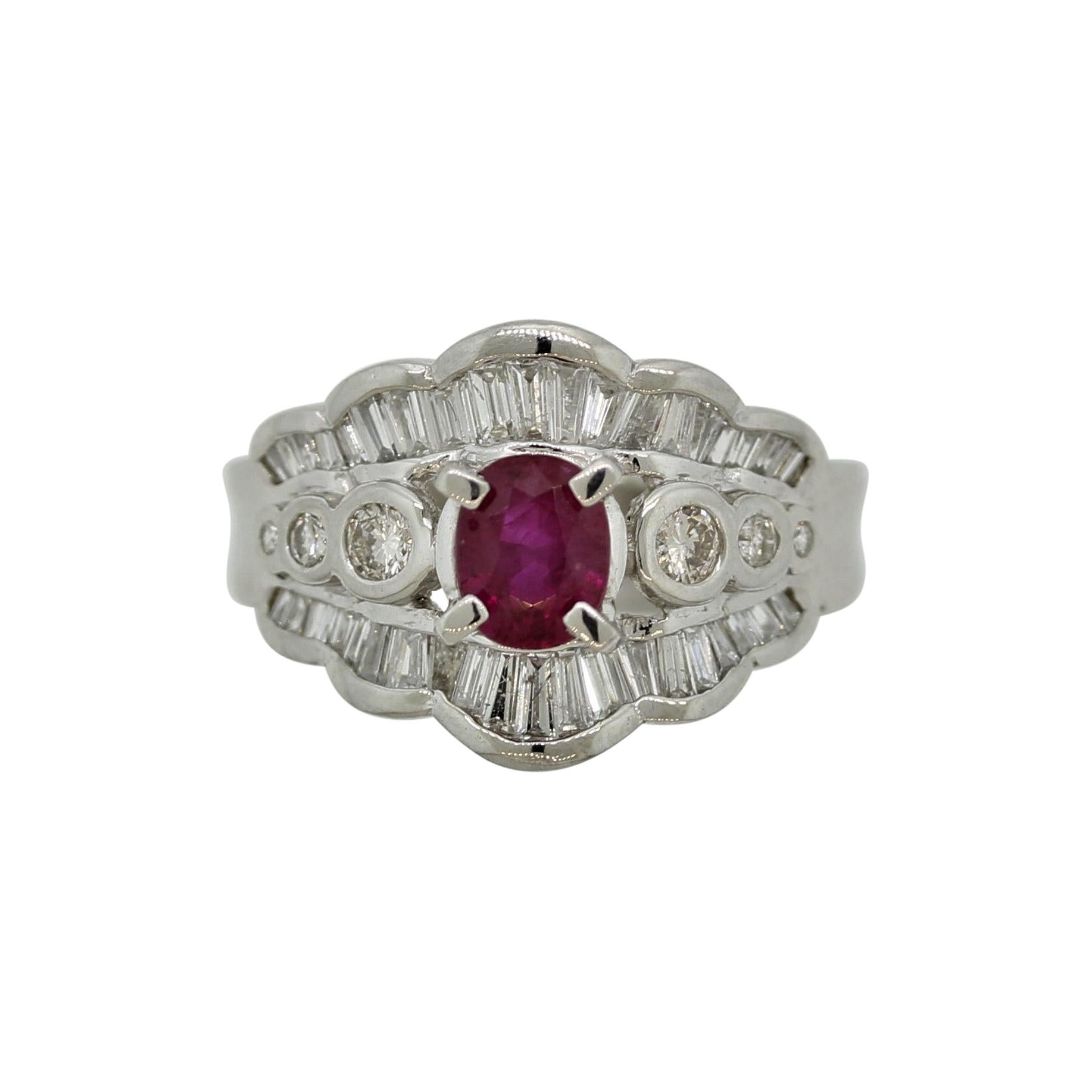 Ruby Diamond Platinum Ring