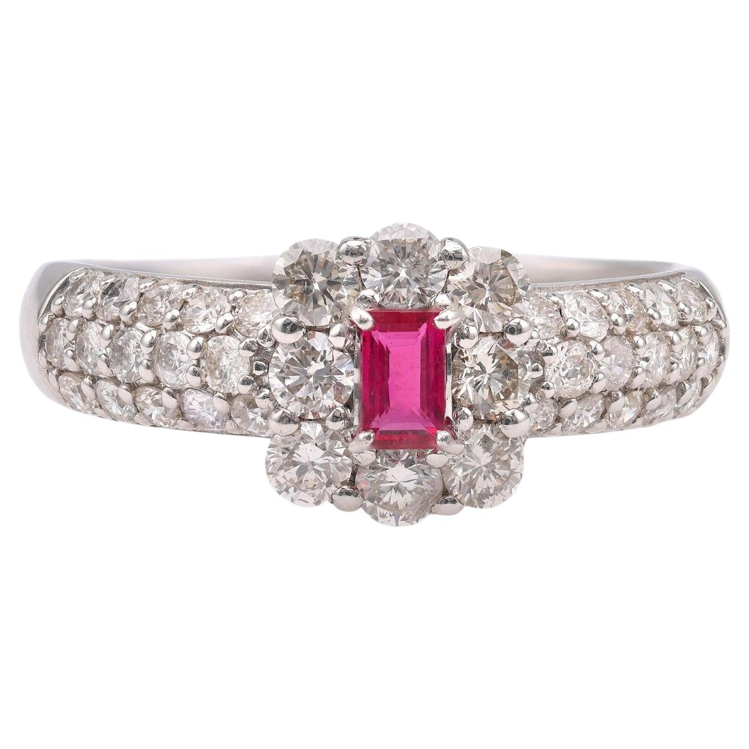 Ruby Diamond Platinum Ring