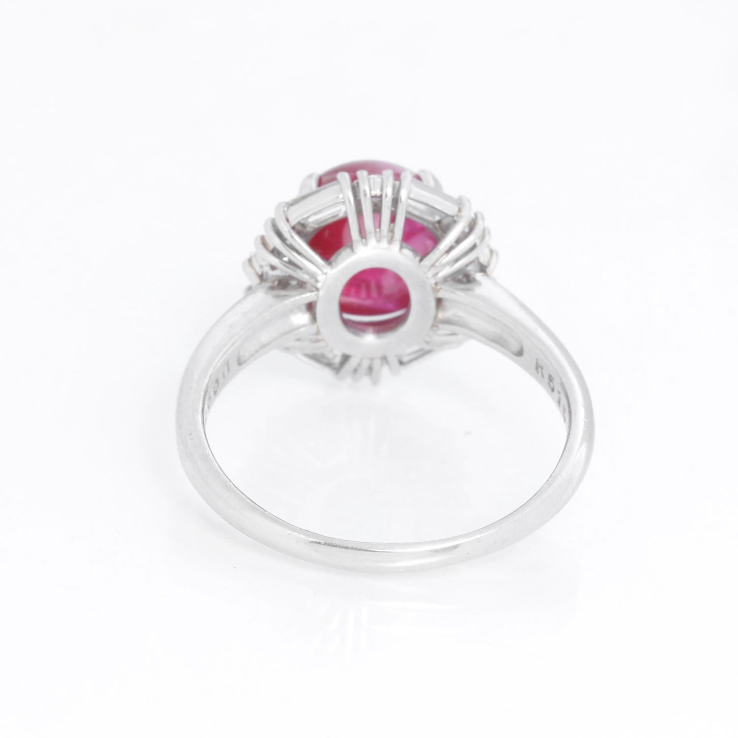 Women's Ruby & Diamond Platinum Ring Size 9 1/4 For Sale