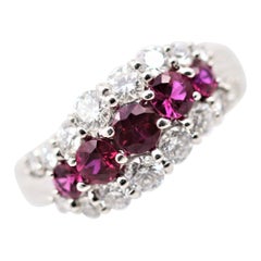 Ruby Diamond Platinum Swirl Band Ring