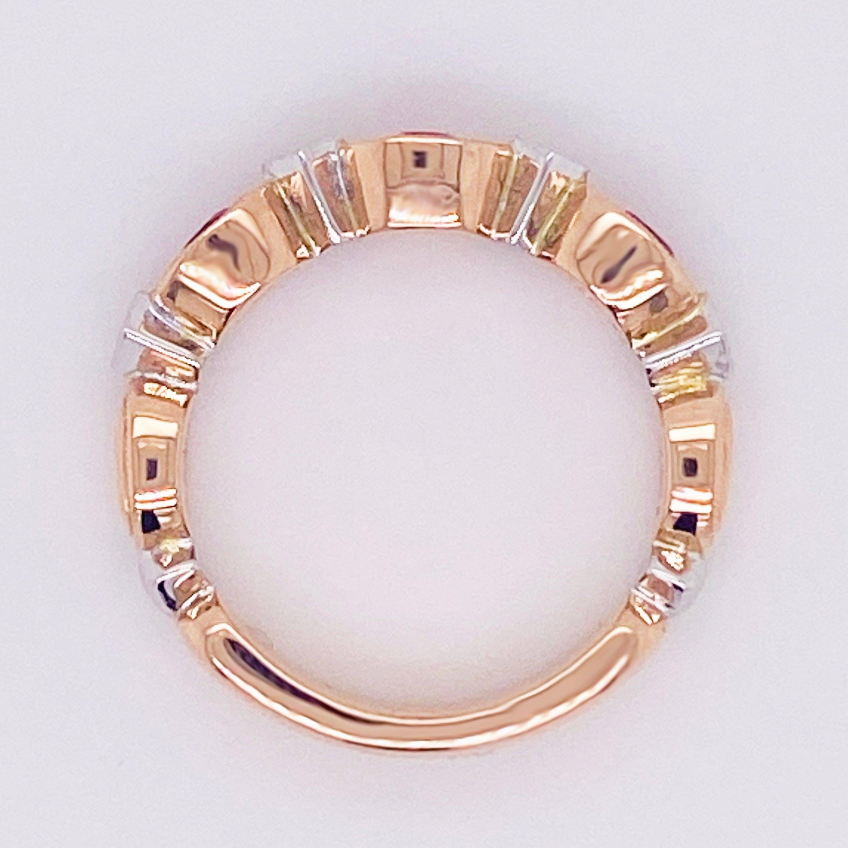 in vendita:  Anello con diamante e rubino, oro bianco e 14 carati, impilabile, fede ovale di rubino 5