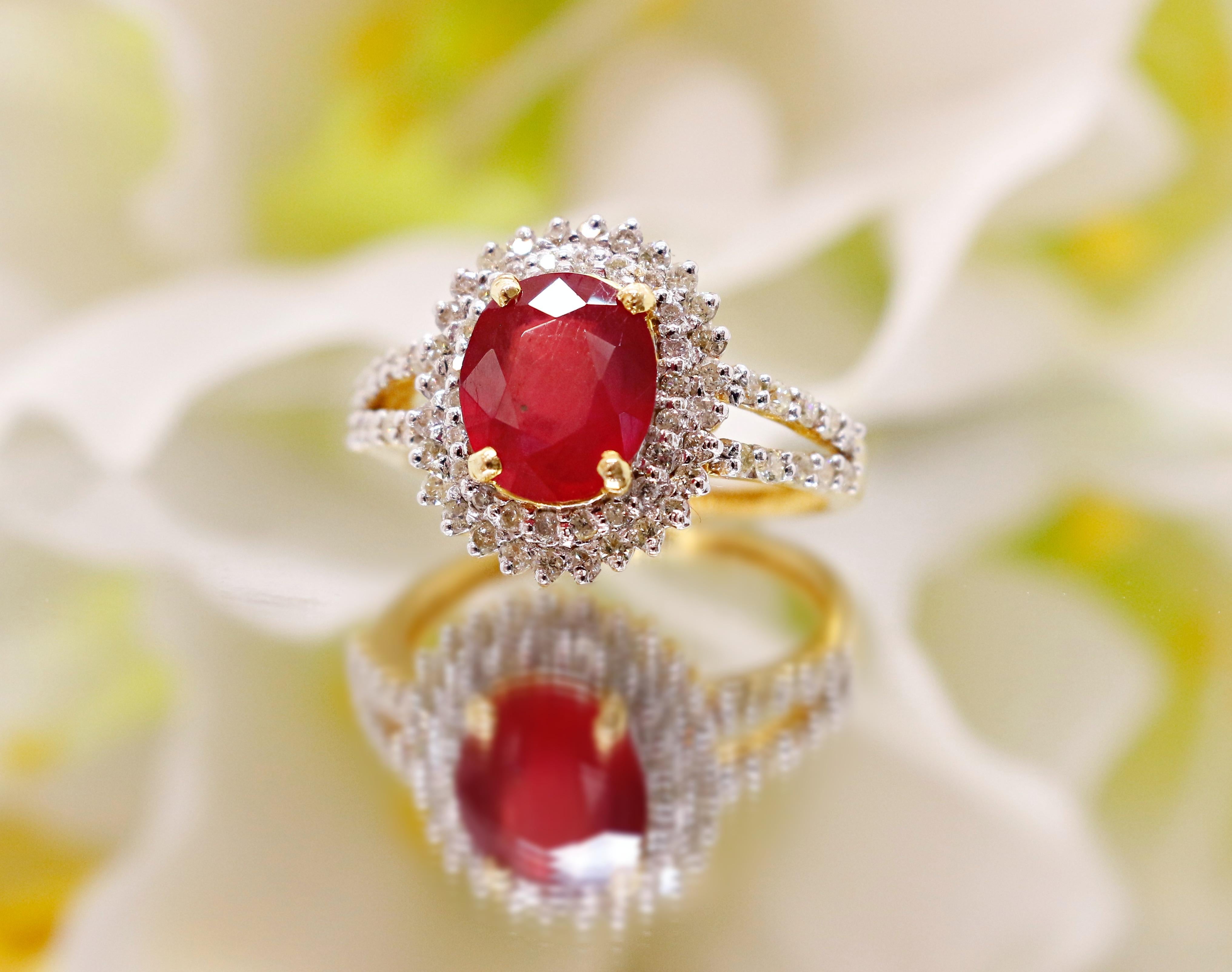 An exquisite 14k gold ruby halo ring.
For when only the best will do.

Handmade in Japan, this delightful ruby ring makes an unforgettable engagement token.
But, as our clients tell us, there are SO many wonderful opportunities to give something so