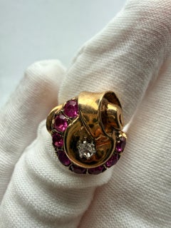Ruby Diamond ring 14KT yellow gold