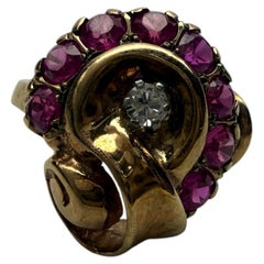 Ruby Diamond ring 14KT yellow gold