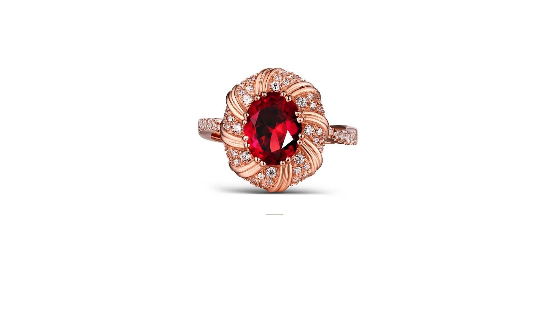 Contemporary Ruby Diamond Ring 18K Rose Gold For Sale
