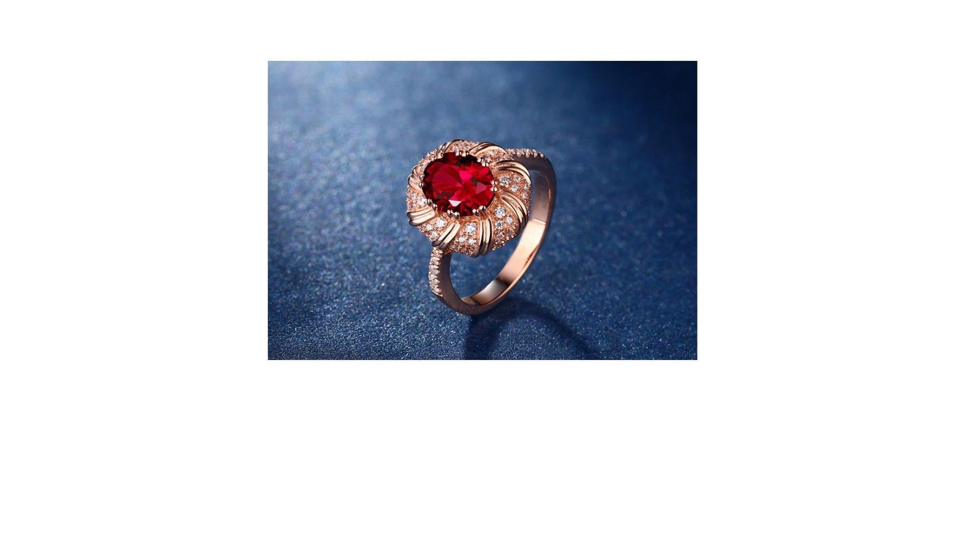 Ruby Diamond Ring 18K Rose Gold In New Condition For Sale In Barnsley, GB