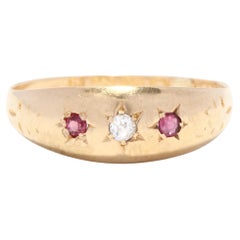 Ruby Diamond Ring, 18K Yellow Gold, Ring, Stackable