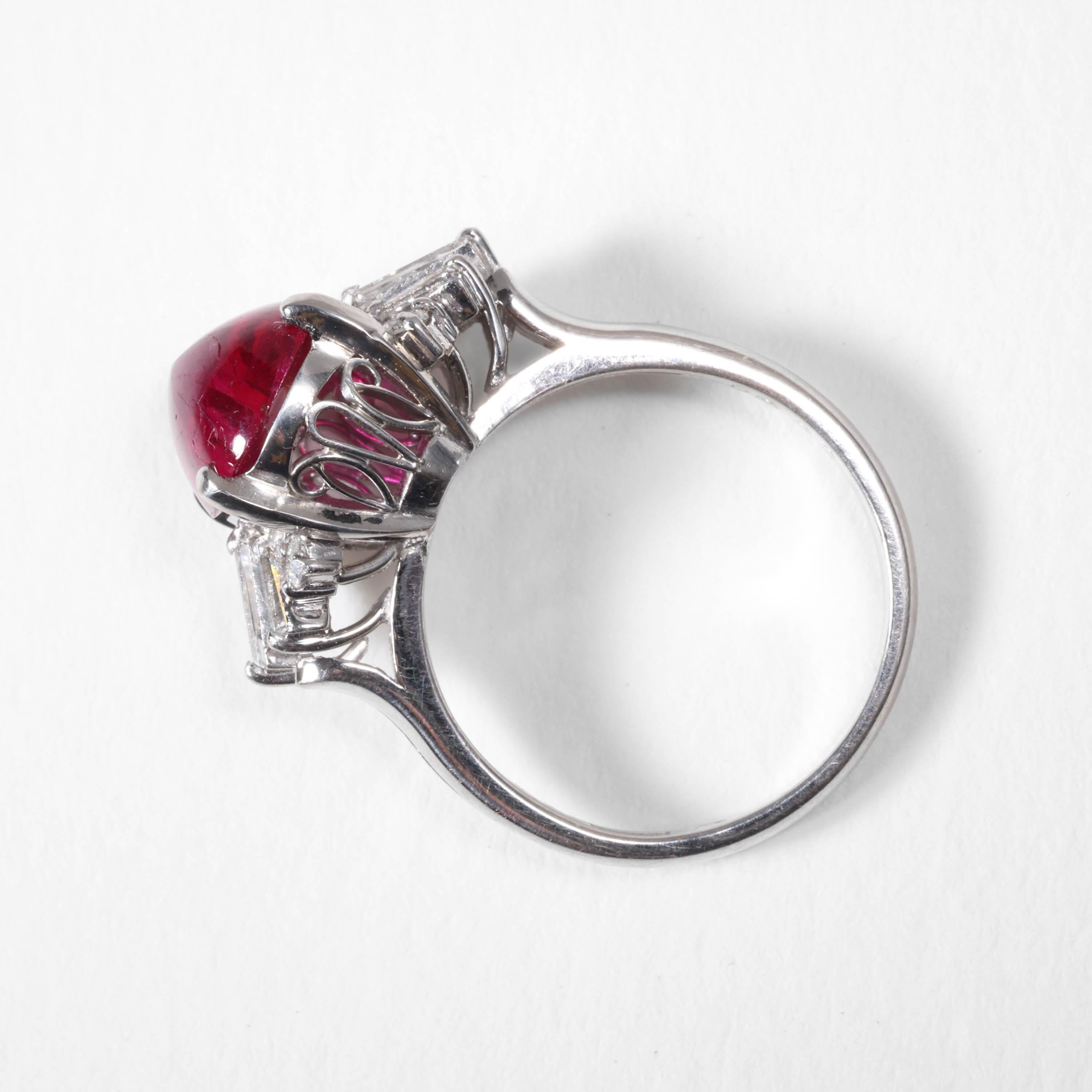 Burma Ruby No-Heat 4.75 Carats Set in Vintage Platinum Mounting, Certified For Sale 6