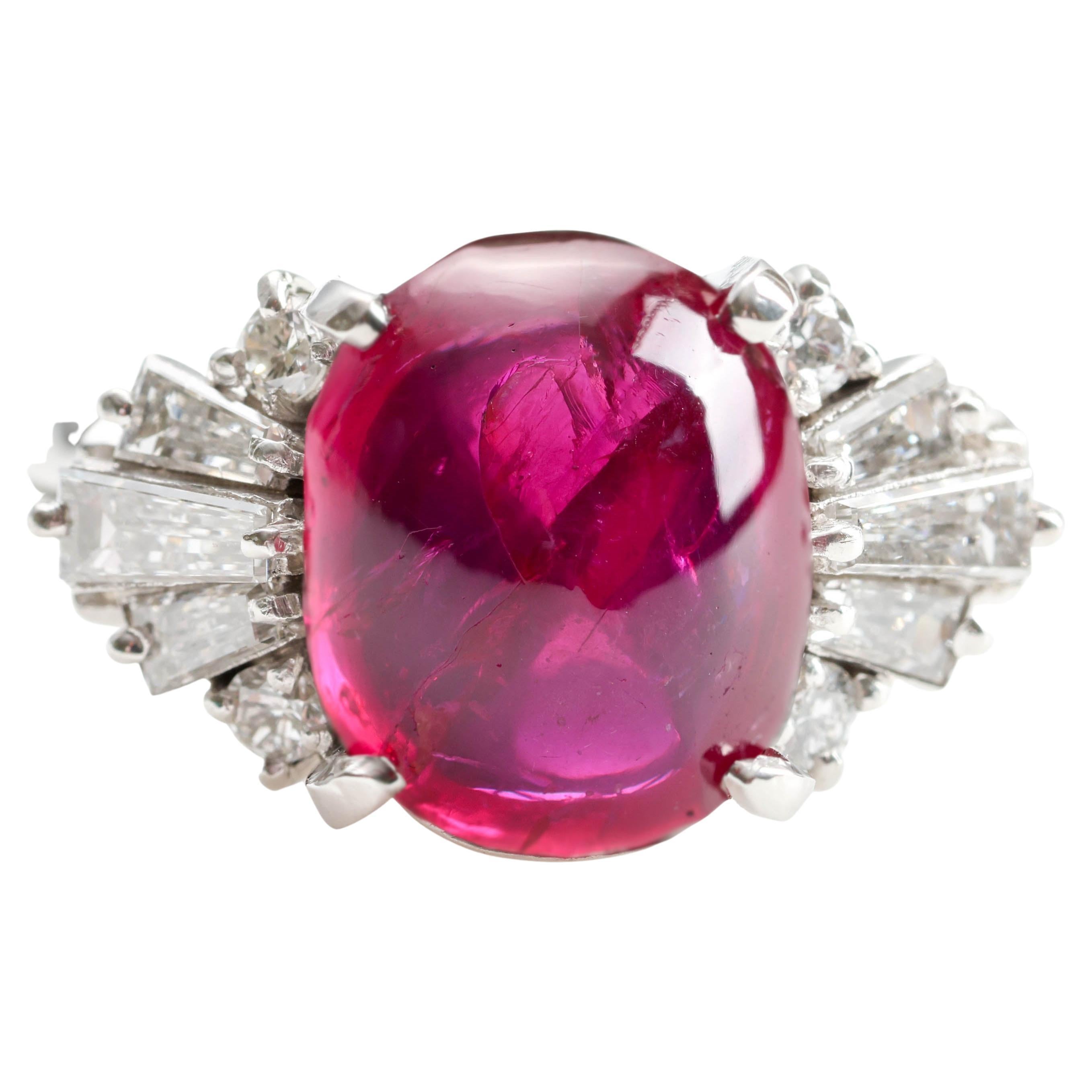 Ruby & Diamond Ring 4.75 Carat Certified Burma No-Heat  For Sale