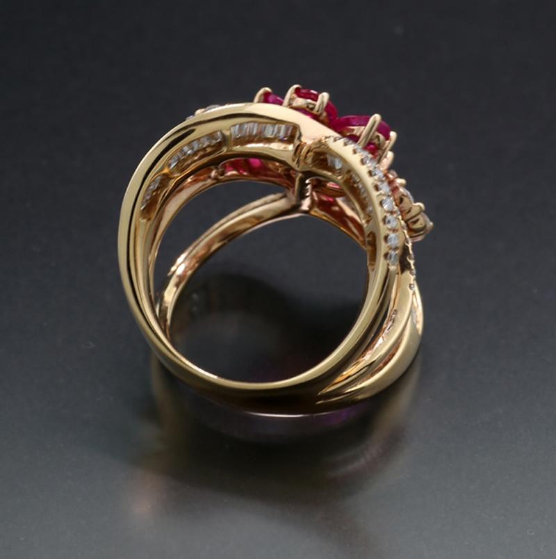 Contemporary Ruby Diamond Ring 