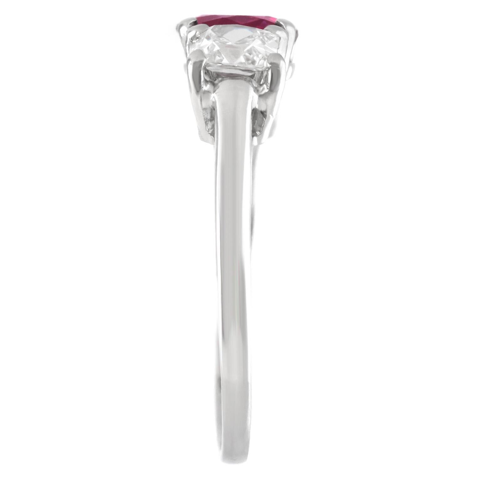 Ruby & Diamond Ring Burma No Heat GIA For Sale 2