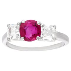 Ring mit Rubin und Diamant Burma, unbehandelt, GIA
