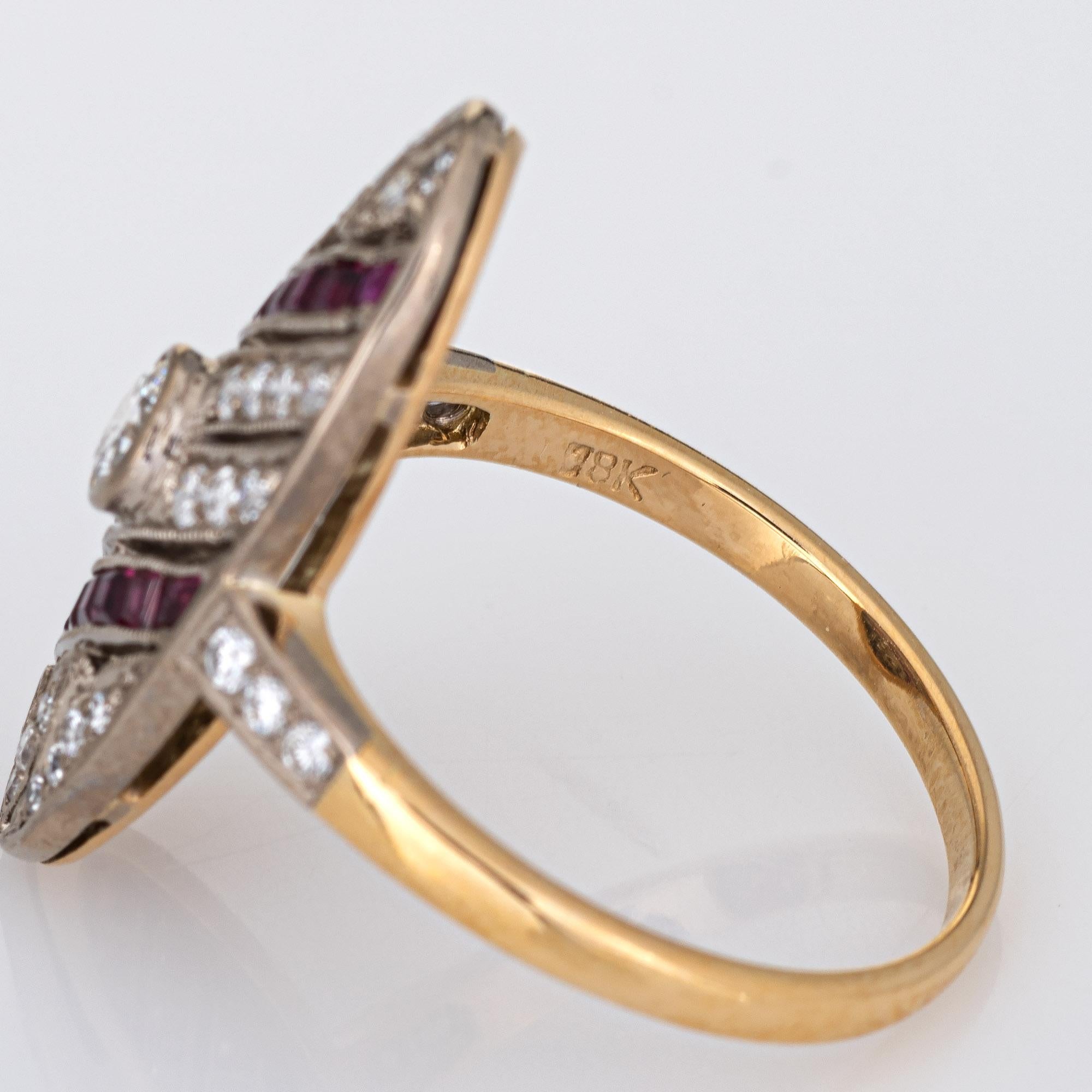 Ruby Diamond Ring Estate Art Deco Style Oval Cocktail Fine Jewelry In Good Condition For Sale In Torrance, CA