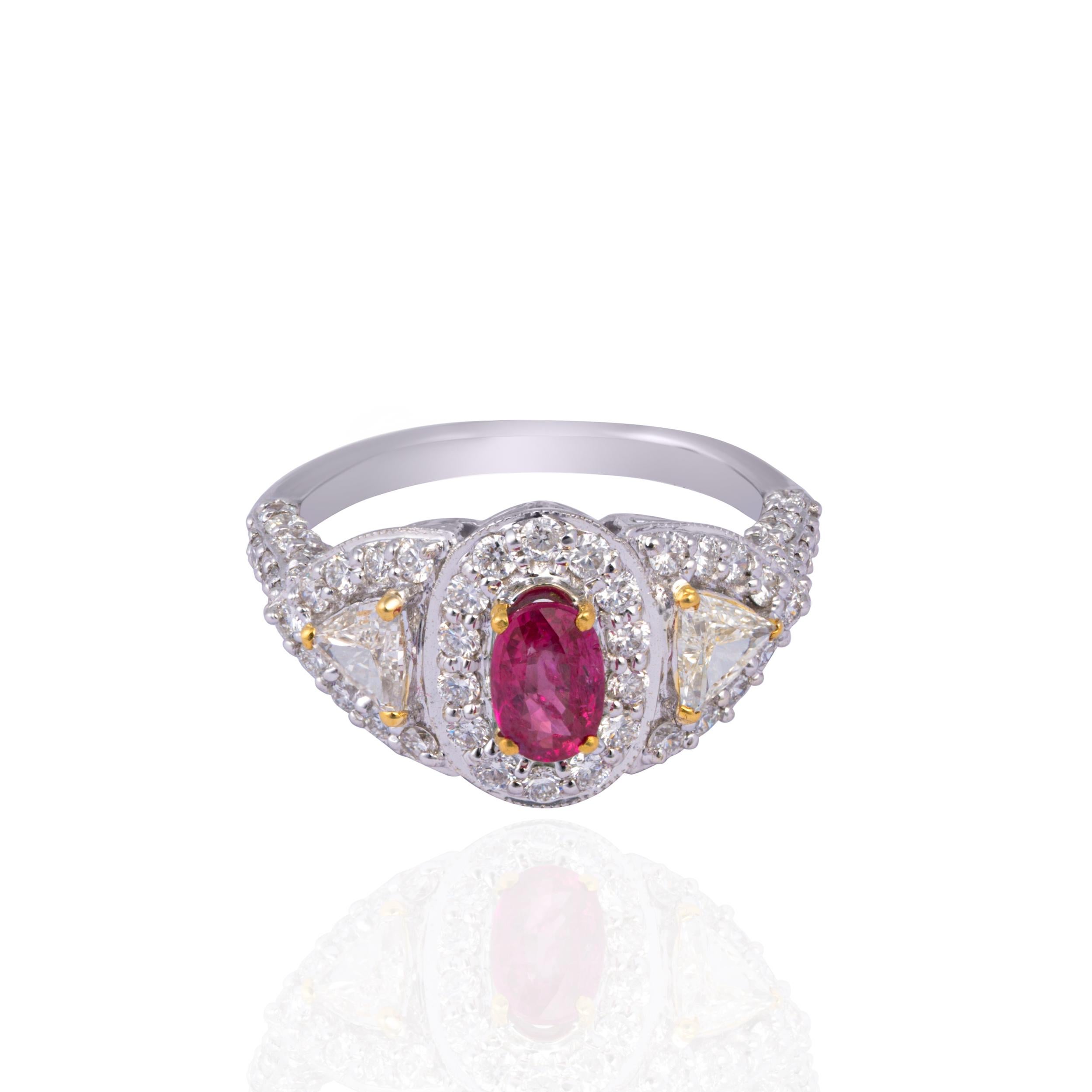 Ruby diamond 18k gold ring 
