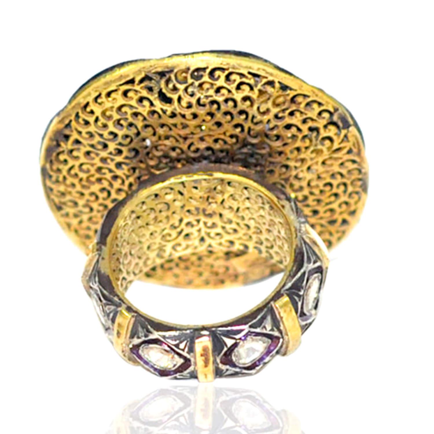 Art Nouveau Ruby & Diamond Cocktail Ring For Sale