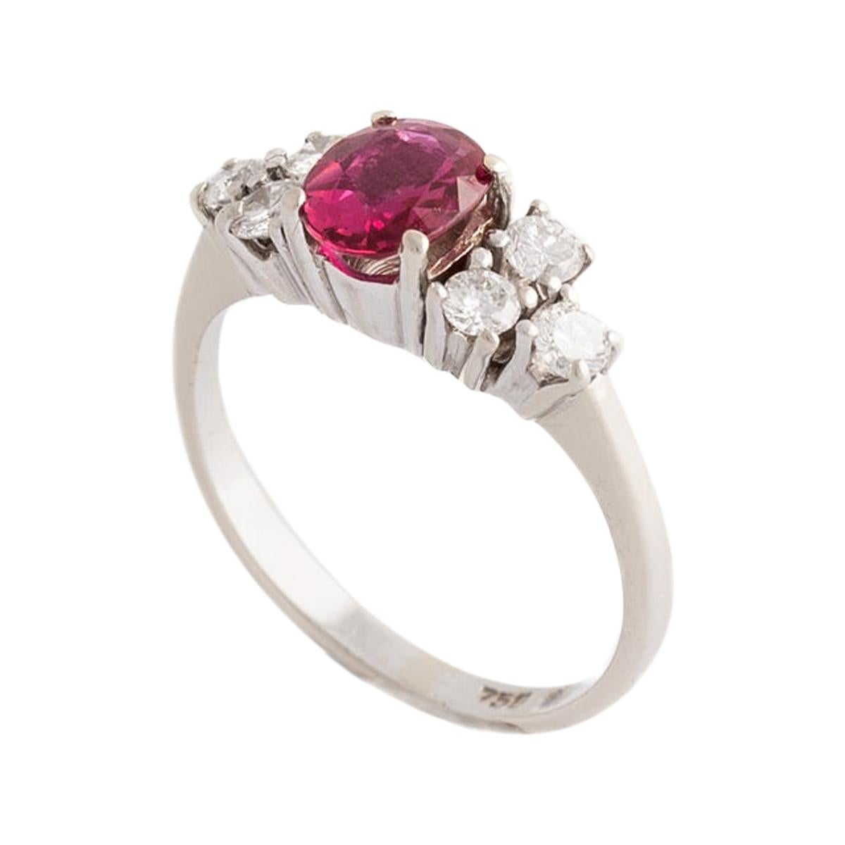 Wedding Engagement Ring in 14K Yellow Gold 0.63 ct Genuine Pink Ruby & Diamond 