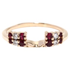 Vintage Ruby Diamond Ring Guard, 14K Yellow Gold, Ring, Wedding Band