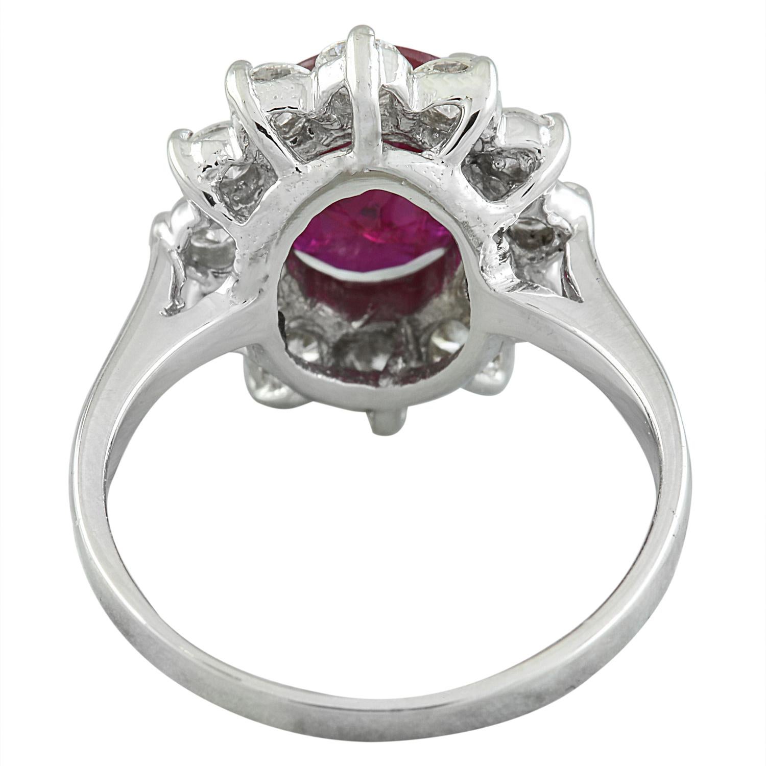 Ruby Diamond Ring In 14 Karat White Gold In New Condition For Sale In Los Angeles, CA