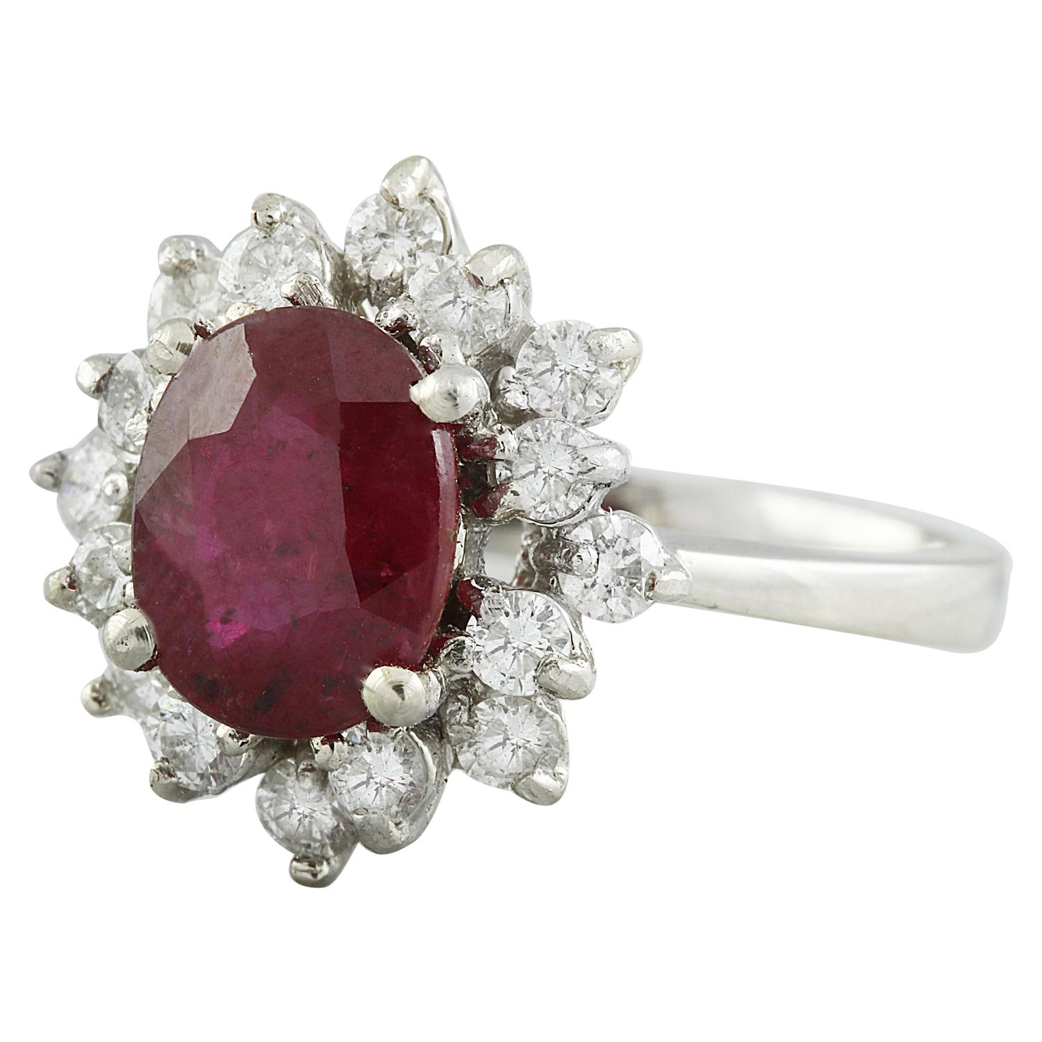 Ruby Diamond Ring In 14 Karat White Gold For Sale 1