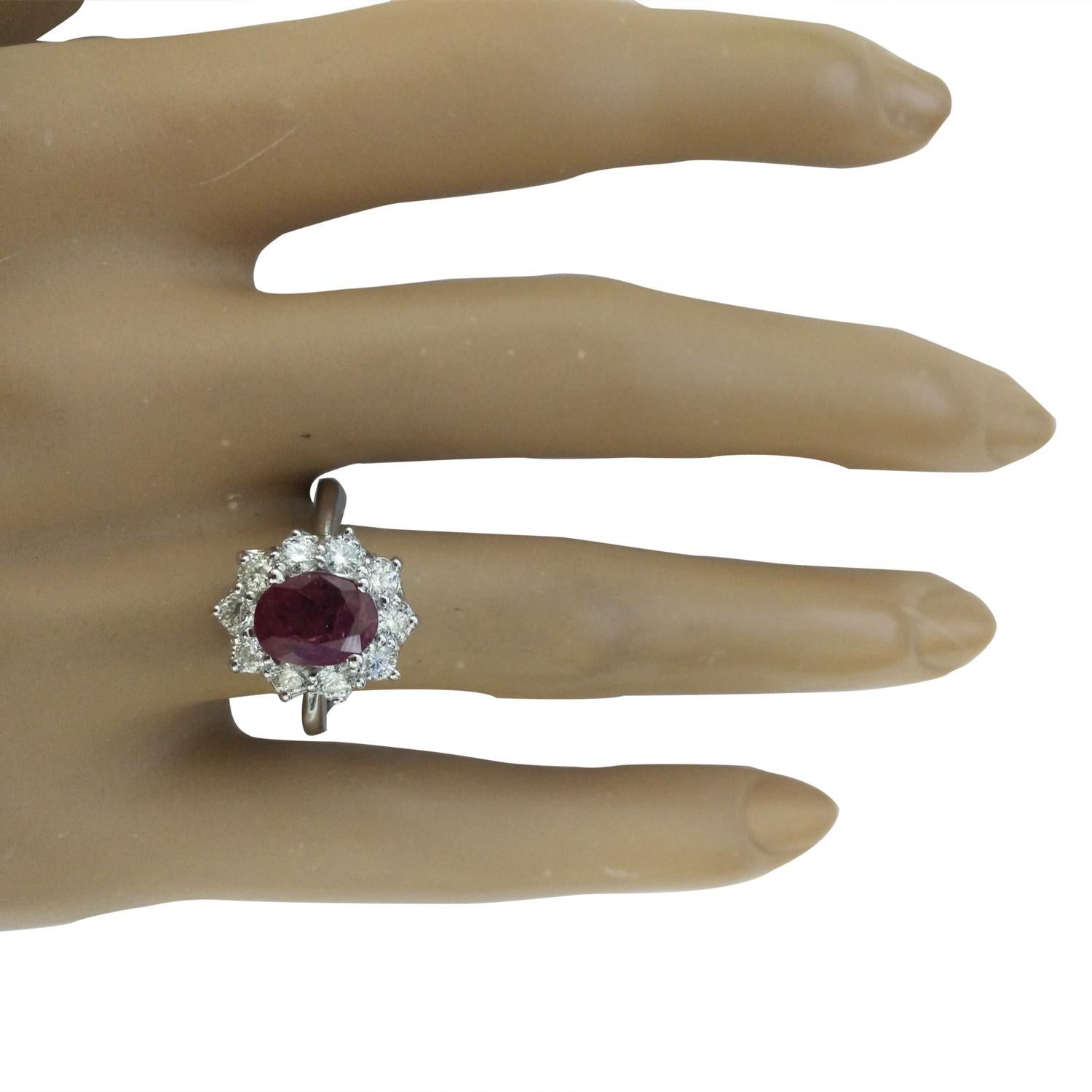 Ruby Diamond Ring In 14 Karat White Gold For Sale 1