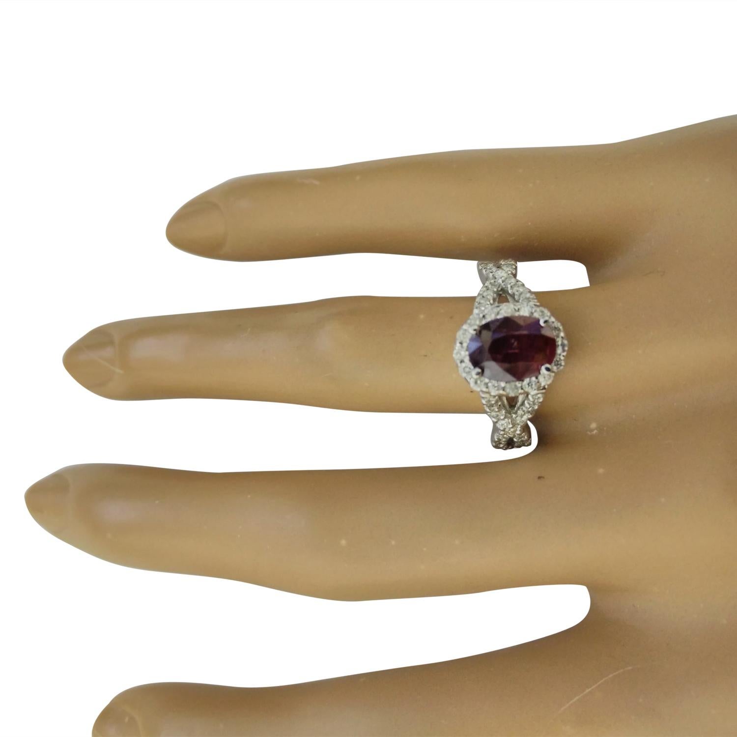 De las mujeres Anillo De Diamantes Rubí En Oro Blanco De 14 Quilates en venta