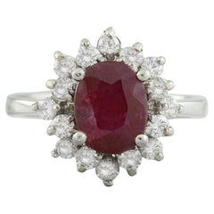 Ruby Diamond Ring In 14 Karat White Gold