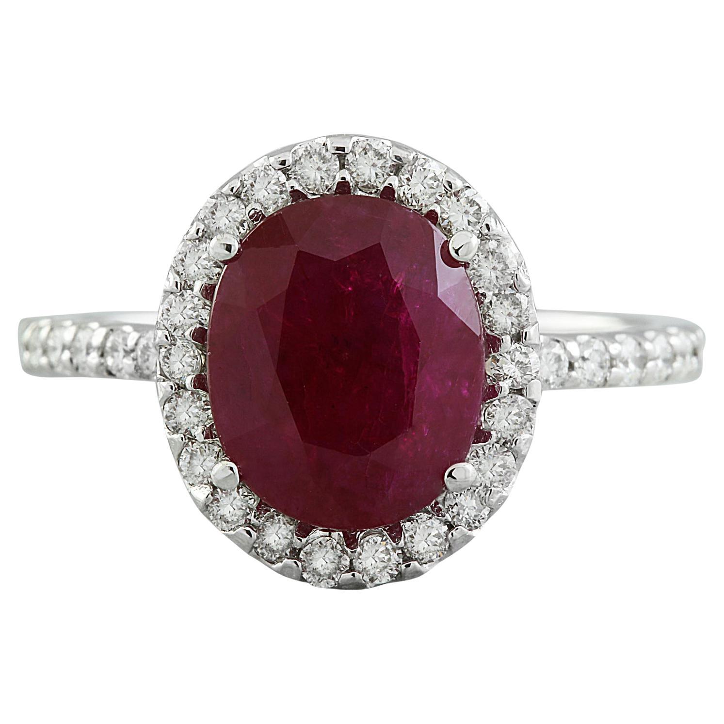 Ruby Diamond Ring In 14 Karat White Gold For Sale