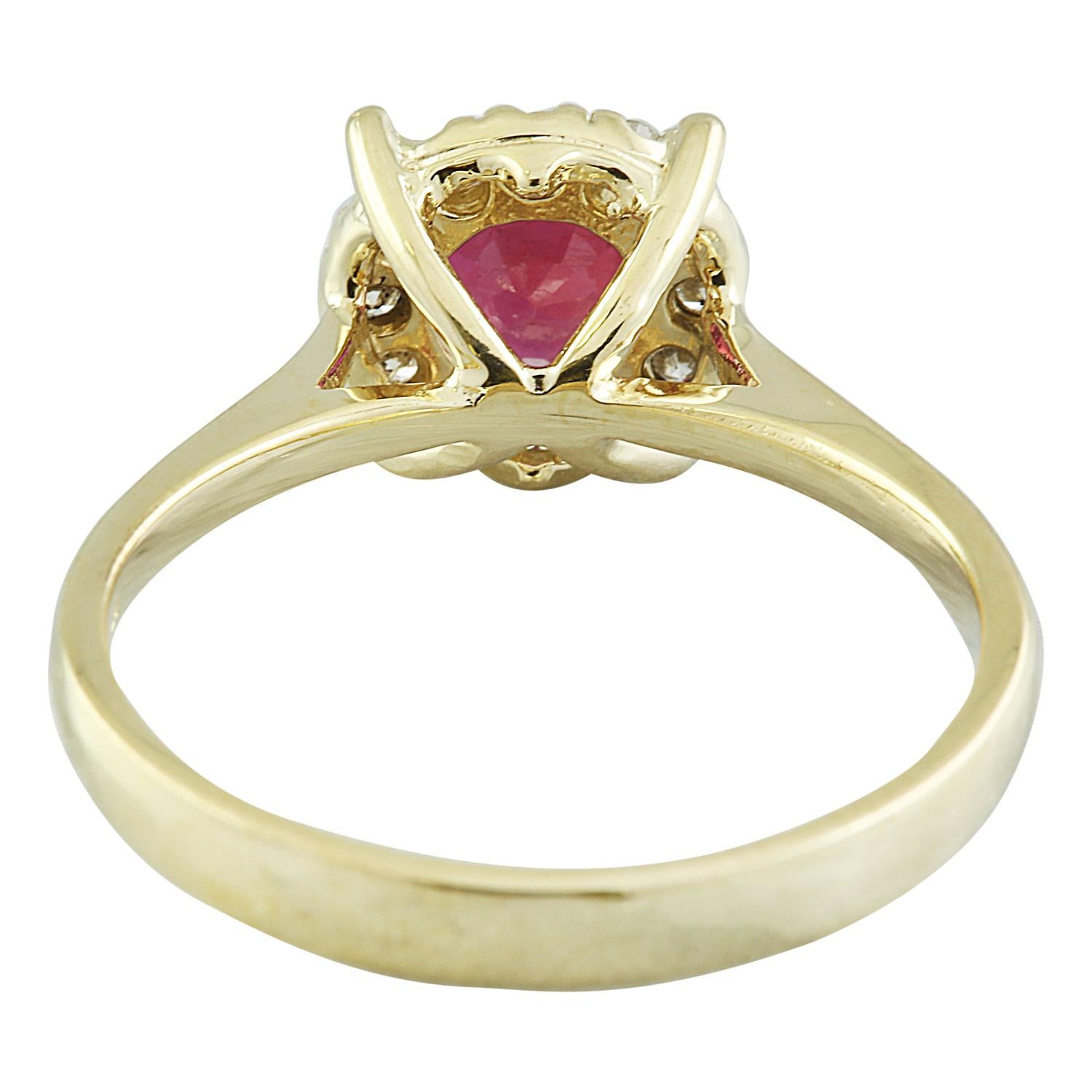 Bague en or jaune 14 carats avec rubis et diamant Pour femmes en vente