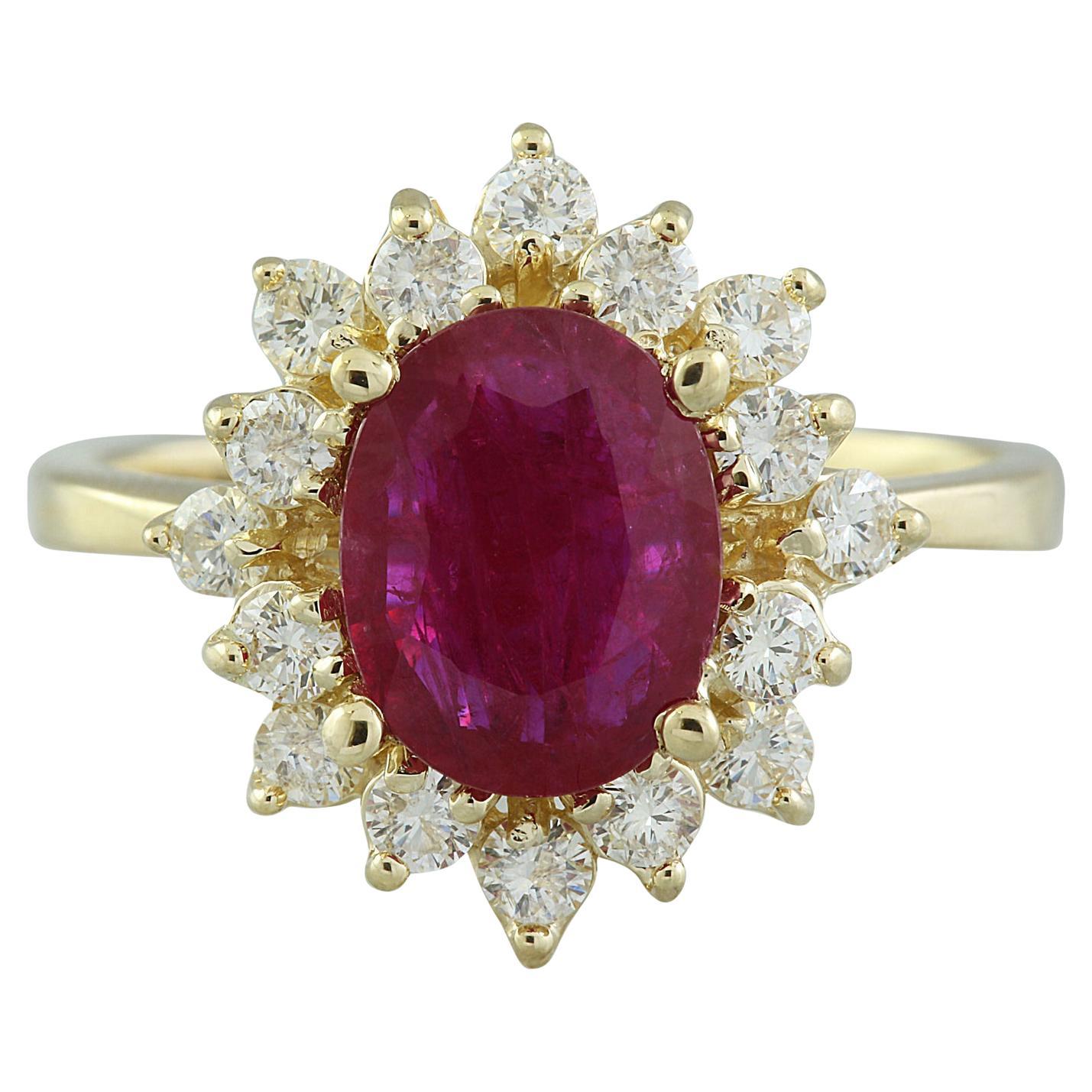 Ruby Diamond Ring In 14 Karat Yellow Gold