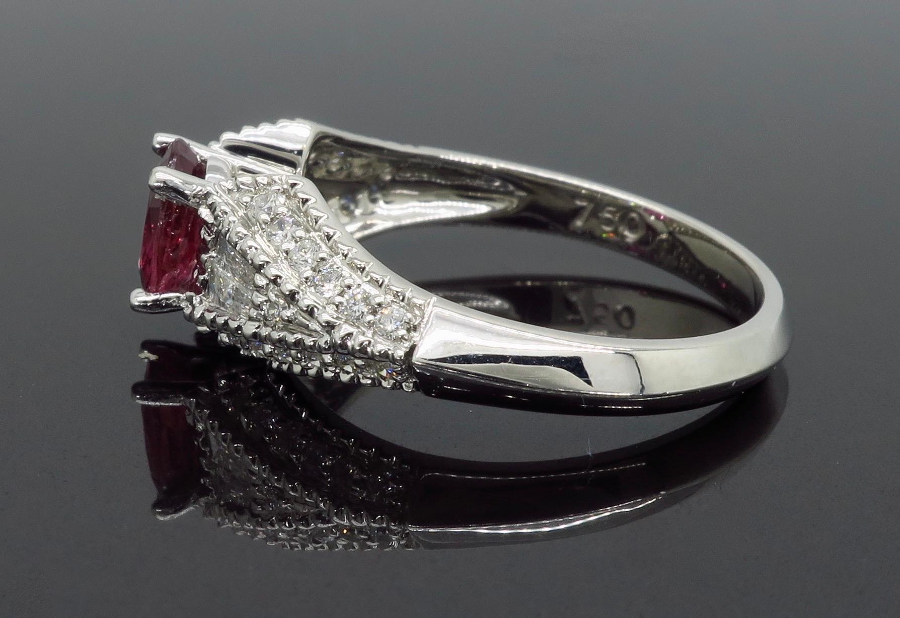 Ruby and Diamond Ring in 18 Karat White Gold In New Condition In Webster, NY
