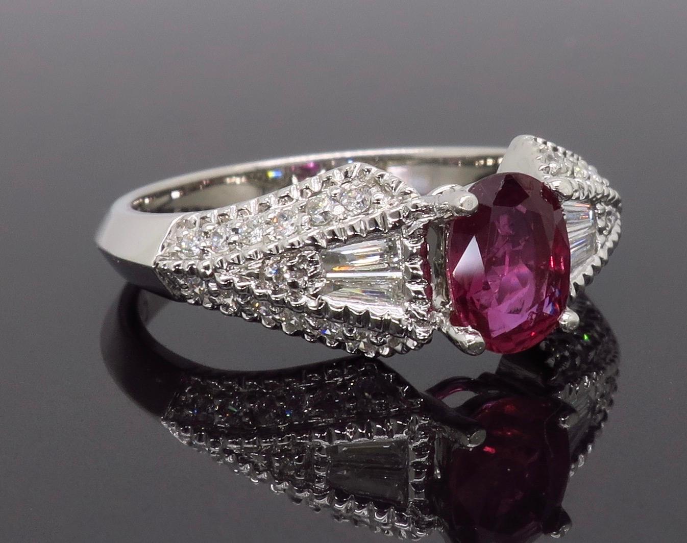 Ruby and Diamond Ring in 18 Karat White Gold 1