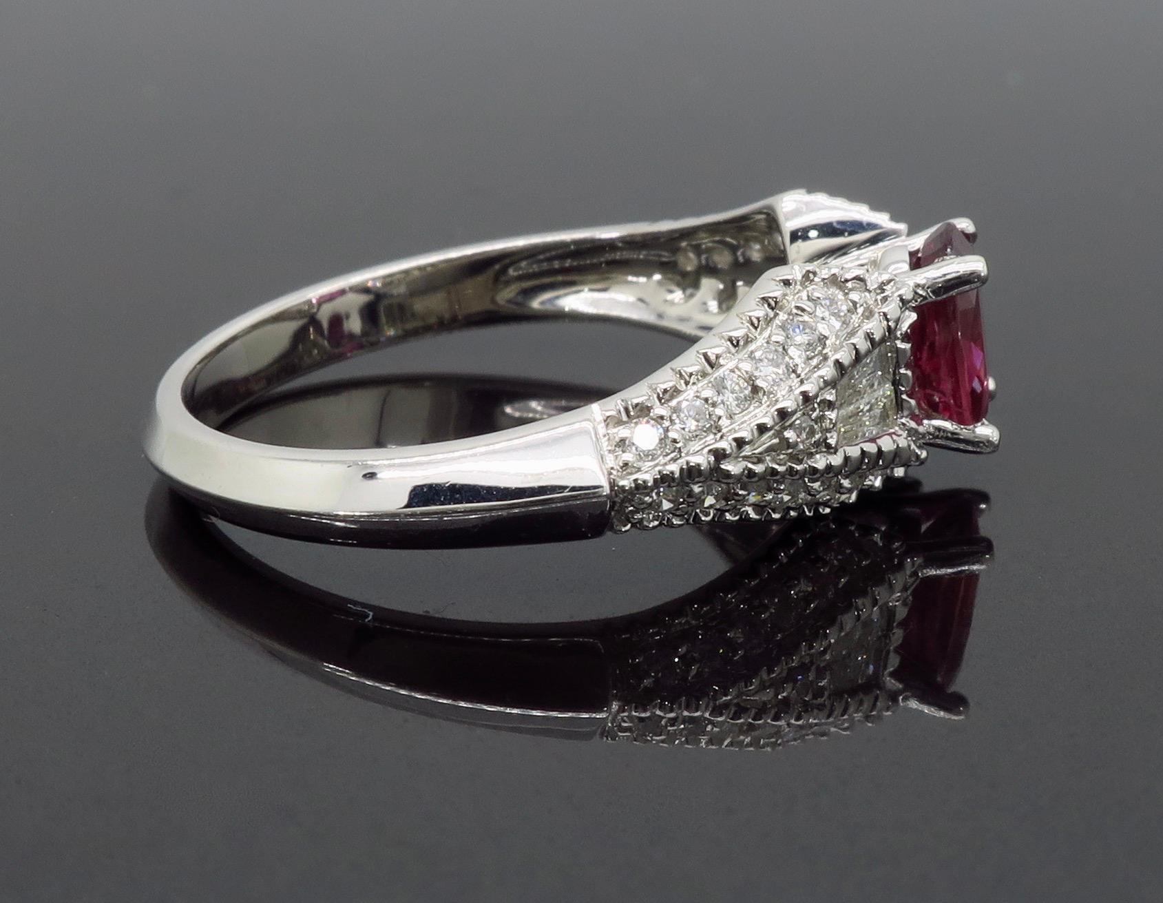 Ruby and Diamond Ring in 18 Karat White Gold 2