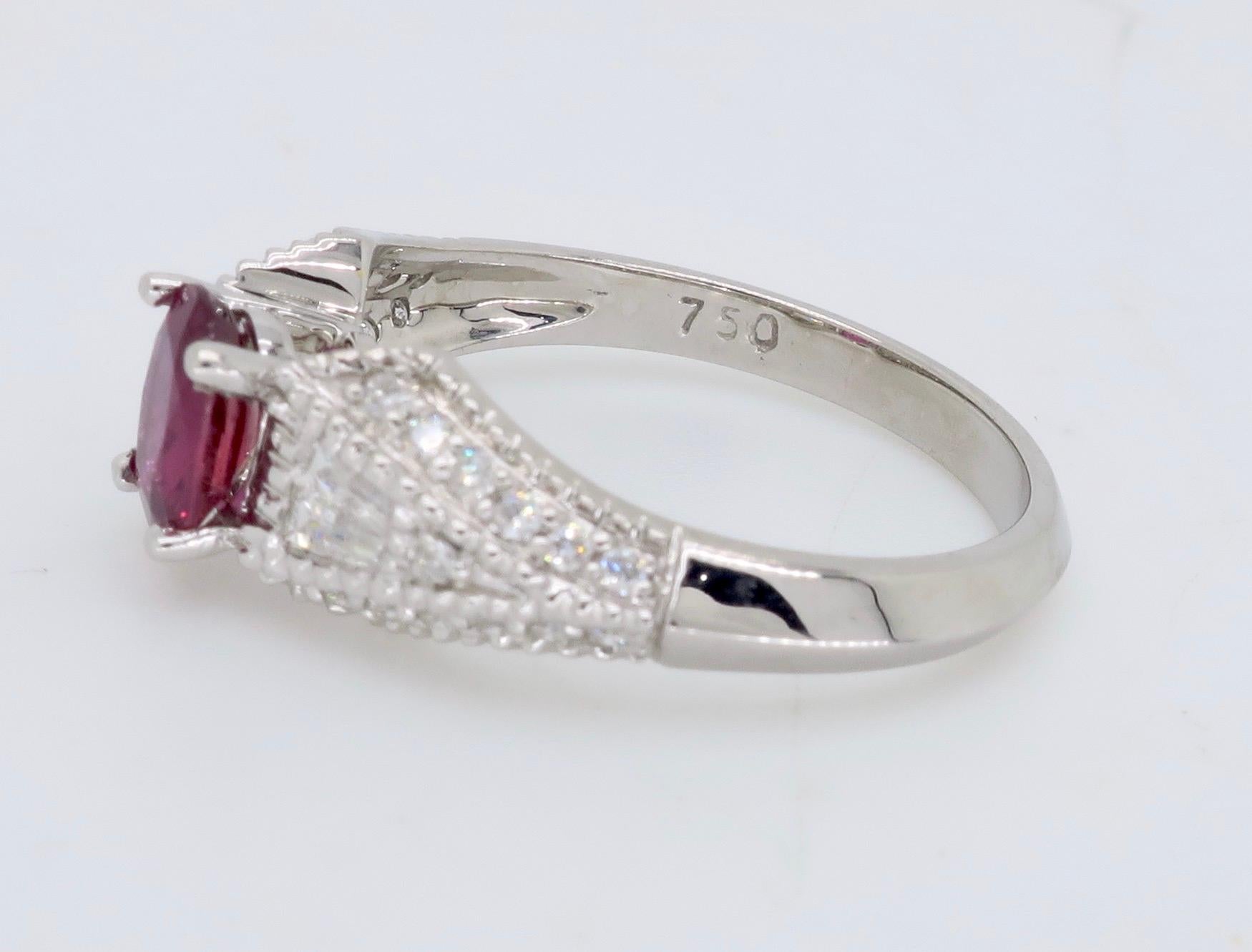 Ruby and Diamond Ring in 18 Karat White Gold 3
